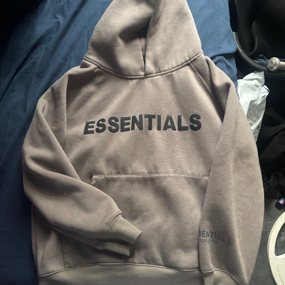 Essentials Men's Brown and Tan Hoodie